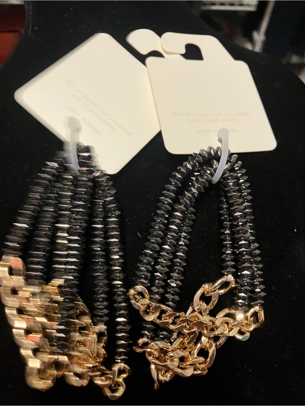 Gold & Black Chain Bead Bracelet Set - Women's Fashion Jewelry